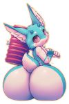  2019 alpha_channel anthro big_butt bitfly blue_fur blush butt butt_focus digital_media_(artwork) fur hammer horn huge_butt lagomorph looking_at_viewer looking_back male mammal nude open_mouth pink_eyes rabbit sherbert_(sherbert_shenanigans) signature simple_background solo tan_fur tools transparent_background weapon 