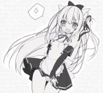  1girl anger_vein animal_ear_fluff animal_ears apron azur_lane bangs blush bow breasts cameltoe cat_ears cleavage detached_sleeves dress eyebrows_visible_through_hair frilled_apron frills gluteal_fold hair_between_eyes hair_bow hair_ribbon hammann_(azur_lane) long_hair long_sleeves neck_ribbon one_side_up open_mouth panties purinko ribbon sleeves_past_wrists small_breasts solo spoken_anger_vein strapless strapless_dress sweat thigh_gap underwear very_long_hair waist_apron 