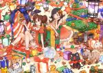  2girls ;d alolan_form alolan_vulpix bangs black_hair box breasts brown_hair candle candy candy_cane cat christmas christmas_tree clefairy commentary_request creature creatures_(company) cubchoo dog double_bun dress english_text fire flame food game_freak gen_1_pokemon gen_2_pokemon gen_5_pokemon gen_7_pokemon gift gift_box green_ribbon heart highres indoors kihiro_(pixiv15798613) litten litwick looking_at_viewer love_ball mei_(pokemon) merry_christmas mizuki_(pokemon) multiple_girls nintendo one_eye_closed open_mouth pikachu poke_ball poke_ball_theme pokemon pokemon_(creature) pokemon_(game) pokemon_bw2 pokemon_usum red_dress red_footwear red_ribbon ribbon rockruff sidelocks signature sitting_on_ground small_breasts smile star striped striped_ribbon stuffed_toy tied_hair togepi twintails vulpix zorua 