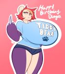  averyshadydolphin big_breasts black_fur bottomwear breasts capdocks claws clothing female freckles fur hair hi_res huge_breasts mammal red_hair shirt shorts t-shirt thick_thighs topwear ursid white_fur wide_hips 