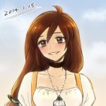  1girl black_hair blush breasts choker cloud commentary_request final_fantasy final_fantasy_ix garnet_til_alexandros_xvii long_hair looking_at_viewer lowres smile solo uboar 