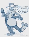  belly big_belly canid canine canis clothing coyote grunting hi_res invalid_tag looney_tunes male male_pregnancy mammal pregnant struggling teaselbone thought_bubble warner_brothers wile_e._coyote 
