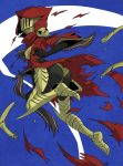  armor armored_boots ass breaking breastplate butt clenched_hand cloak faceless_female female female_focus genderswap leg_armor leg_up legs looking_back mask pauldrons red_cloak ripped ripping sachy_(sachichy) shovel_knight skin_tight skull specter_knight underwear video_games 