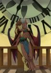  brooklyn_(gargoyles) clock clothing disney duo female gargoyle gargoyles hair hi_res horn loincloth long_ears long_hair maggie male male/female pointy_ears siberwar smile white_hair wings 