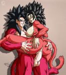  anus balls black_hair breasts caulifla_(dragon_ball) dragon_ball female fur goku hair hi_res humanoid male male/female nipples penis pussy red_fur saiyan sex stand_and_carry_position standing vaginal yellow_eyes 