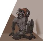  abs abstract_background anthro athlete athletic athletic_tape badger bandage bashful biceps bulge butt clothed clothing digitigrade flirting hair headband loincloth male mammal marsonaut muscular mustelid musteline pecs pubic semi_nude sitting skimpy slave smile straps tuft 