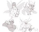  absurd_res angemon blush devimon digimon digimon_(species) fangs gorillamon hair hearth_taro hi_res horn long_hair male muscular muscular_male ogremon open_mouth pecs spikes tongue tongue_out wings 