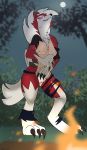  2019 alsoflick breasts canid canine clothing female hi_res lycanroc mammal moon nintendo nipples outside pok&eacute;mon pok&eacute;mon_(species) pussy smile solo torn_clothing transformation video_games were werecanid werecanine 
