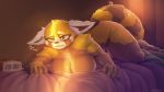  2019 absurd_res aggressive_retsuko ailurid alarm_clock anthro ass_up bed big_breasts breast_squish breasts brown_eyes clock conditional_dnp countershading female hi_res invalid_tag kawfee lying mammal nude red_panda retsuko sanrio slightly_chubby solo text thick_thighs tired 