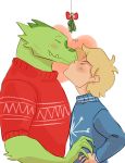  clothing eyes_closed hi_res human kissing kyle_(she-ra) lizard male male/male mammal muscular princesses_of_power reptile rogelio scalie ursidanger 