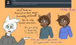  aaron_(wolfie-pawz) anthro ask_blog blue_eyes brown_fur canid canine canis fur green_eyes gwen_(wolfie-pawz) jen_ambler mammal tagme white_fur wolf wolfie-pawz 