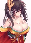  azur_lane breast_hold cleavage japanese_clothes no_bra open_shirt taihou_(azur_lane) yuuki_shuri 