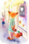  2019 anthro barefoot canid canine clothed clothing digital_media_(artwork) disney female fox fur judy_hopps lagomorph leporid male mammal nick_wilde oibib rabbit simple_background zootopia 