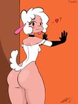  &lt;3 2019 armwear big_butt blush bovid breasts butt caprine choker clothing collar droopy_(series) female from_behind_(disambiguation) hi_res jeffthehusky leggy_lamb long_ears looking_at_viewer mammal metro-goldwyn-mayer sheep sheep_wrecked short_tail small_breasts standing thick_thighs wide_hips 