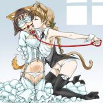  animal_ears ball_gag bdsm blindfold bondage bound elzikyuchi femdom gag lynette_bishop miyafuji_yoshika nekomimi strike_witches world_witches_series 