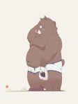  2015 absurd_res anthro belly blush brown_fur bulge clothing fur hi_res male mammal moobs navel overweight overweight_male quanjiang simple_background solo suid suina sus_(pig) underwear wild_boar 