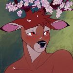  1:1 angiewolf bambi bambi_(film) blush cervid disney flower horn male mammal plant portrait red_eyes watermark young 