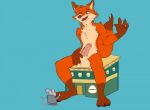  2019 andythetanuki anthro balls canid canine clothed clothing digital_media_(artwork) disney duo erection fox fur humanoid_penis macro male mammal micro mouse murid murine nick_wilde nude penis rodent simple_background size_difference zootopia 