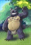  2019 anthro armpit_hair belly bulge clothing detailed_background fundoshi ghibli hi_res japanese_clothing male moobs my_neighbor_totoro navel nipples outside overweight overweight_male slugsdog solo totoro underwear 