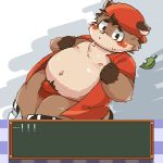  1:1 2019 anthro belly blush brown_fur bulge canid canine clothed clothing cub fundoshi fur gombay hat headgear headwear humanoid_hands japanese_clothing leaf male mammal moobs navel nipples open_shirt overweight overweight_male pants raccoon_dog shirt solo tanuki topwear underwear undressing young 