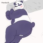  1:1 2019 alp_(tas) anthro anus balls blush butt cute_fangs eyes_closed flaccid fur giant_panda hi_res male mammal overweight overweight_male pandajd penis purple_fur rich63034032 sleeping solo tokyo_afterschool_summoners ursid video_games 