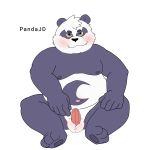  1:1 2019 alp_(tas) anthro balls belly blush cute_fangs erection fur giant_panda hi_res humanoid_hands humanoid_penis male mammal moobs navel nipples overweight overweight_male pandajd penis purple_fur rich63034032 simple_background sitting solo tokyo_afterschool_summoners ursid video_games white_background 