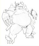  2018 armor belly big_belly blush digimon digimon_(species) fupa headgear helmet iwano male overweight overweight_male scalie solo tears wargreymon 