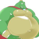  1:1 2019 96_gatefield anthro belly big_belly crocodilian donkey_kong_(series) hand_on_stomach king_k._rool kremling looking_at_viewer male navel nintendo outie_navel overweight overweight_male reptile scalie video_games 