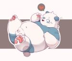  &lt;3 2016 anthro balls belly blue_fur blush fur giant_panda hi_res humanoid_hands humanoid_penis male mammal moobs one_eye_closed overweight overweight_male penis quanjiang solo ursid wink 