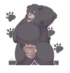 2016 anthro balls belly black_bear black_fur blush cub fur hi_res humanoid_hands humanoid_penis male mammal moobs moon_bear navel nipples one_eye_closed overweight overweight_male penis quanjiang solo ursid ursine wink young 
