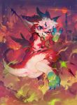  3_toes 4_fingers absurd_res anthro anus claws dragon fangs fire fur furred_dragon hair hi_res kemono kiyosan_(artist) looking_at_viewer mammal nude pawpads red_fur scalie slit_pupils solo toes tongue tongue_out white_fur wings 