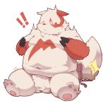  2016 anthro belly blush butt english_text hi_res male moobs navel nintendo overweight overweight_male pok&eacute;mon pok&eacute;mon_(species) quanjiang sitting solo text video_games zangoose 