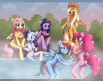  anthro applejack_(mlp) book equid equine female fluttershy_(mlp) friendship_is_magic group horse mammal merionminor my_little_pony pinkie_pie_(mlp) rainbow_dash_(mlp) rarity_(mlp) towel twilight_sparkle_(mlp) 