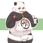  1:1 2016 anthro balls belly blush bulge clothing giant_panda hi_res humanoid_hands male mammal moobs navel nipples one_eye_closed overweight overweight_male penis quanjiang solo underwear ursid wink 