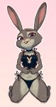  2019 4_fingers anthro belly breasts butt cleavage clothed clothing disney female hi_res judy_hopps kneeling lagomorph leporid looking_at_viewer mammal nipples open_mouth pears_(artist) pink_background presenting presenting_hindquarters purple_eyes rabbit simple_background solo spreading zootopia 