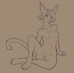  biting_lip breasts chest_tuft domestic_cat felid feline felis female hair hi_res inviting looking_at_viewer mammal nude presenting rayeour seductive short_hair sitting small_breasts solo tuft 
