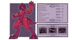  16:9 2019 3_toes 4_fingers alpha_channel anthro big_breasts biped blue_eyes breasts claws digital_media_(artwork) english_text female fighting_stance frown hi_res horn kobold kobold_adventure model_sheet muscular muscular_female nipples non-mammal_breasts nude pussy quitetricky red_(kobold_adventure) red_body scalie scar simple_background solo standing story story_in_description text toes transparent_background video_games 