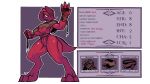  16:9 2019 3_toes 4_fingers alpha_channel anthro big_breasts biped blue_eyes bottomless breasts claws clothed clothing digital_media_(artwork) digitigrade english_text female fighting_stance frown hi_res horn kobold kobold_adventure model_sheet muscular muscular_female nipples pussy quitetricky red_(kobold_adventure) red_body scalie scar simple_background skimpy solo standing story story_in_description text toes torn_clothing transparent_background under_boob video_games 