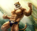  2018 abs animal_head biceps clothed clothing felid for_a_head human jaguar king_(tekken) male mammal mask muscular muscular_male nipples open_mouth pantherine pecs sky_(artist) teeth tekken topless video_games wrestler 