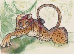  bath felid female hair jaguar mammal pantherine shiverz solo tongue tongue_out vines water 