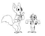  2018 ambiguous_gender anthro black_and_white blush bottomless canid canine cheek_tuft chest_tuft clothed clothing disney duo ear_markings facial_markings featureless_crotch fox fuel_(artist) fur_markings head_tuft hi_res jack_savage lagomorph leporid long_sleeves mammal markings meme monochrome rabbit simple_background skye_(zootopia) smile standing tuft twitter_hoodie white_background zootopia 