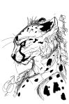  2019 cheetah dergepard_(artist) digital_media_(artwork) domestic_cat felid feline felis hi_res mammal monochrome nude sketch solo spots 