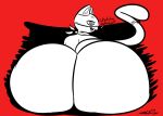  atlus big_butt butt domestic_cat felid feline felis huge_butt hyper hyper_butt male mammal megami_tensei morgana_(persona) open_mouth persona simple_background smile solo video_games zackdadawg 