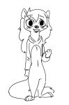  2018 anthro black_and_white blush bottomless clothed clothing disney fan_character featureless_crotch female fuel_(artist) hi_res looking_at_viewer mammal martina_(weaver) meme monochrome mustela mustelid musteline open_mouth open_smile pack_street simple_background smile solo standing stoat twitter_hoodie white_background zootopia 