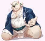  2019 anthro belly bulge clothing eyewear fundoshi fur glasses humanoid_hands japanese_clothing leib_(tas) male mammal overweight overweight_male polar_bear robe simple_background solo taki_kaze tokyo_afterschool_summoners underwear ursid ursine video_games white_background white_fur 