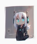  1girl android female hands_in_pockets highres hood hoodie original porforever power_symbol robot_ears solo tail white_hair 
