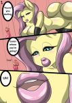  absurd_res alternate_species big_breasts breasts clothing comic female fluttershy_(mlp) friendship_is_magic gloves hi_res huge_breasts human humanized hyper hyper_breasts legwear lips lipstick makeup male mammal my_little_pony nana_gel rubber stockings 