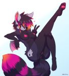  2019 absurd_res ailurid anthro anus breasts chiropteran female gesture hi_res hybrid inverted_nipple_slits inverted_nipples looking_at_viewer mammal nipples pussy red_panda redwolfxiii small_wings smile solo tattoo v_sign wings 