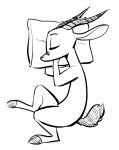  2018 ambiguous_gender antelope anthro black_and_white bovid eyes_closed facial_markings fuel_(artist) fuel_(character) gazelle horn lying mammal markings monochrome nude on_side pillow simple_background sleeping solo white_background 