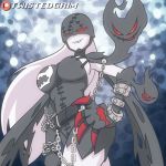  1:1 2d_animation animated big_breasts bouncing_breasts breasts clothed clothing digimon digimon_(species) female hair humanoid ladydevimon long_hair looking_at_viewer not_furry red_eyes solo twistedgrimtv white_hair 